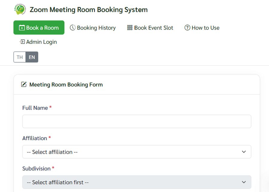 Zoom meeting room booking
